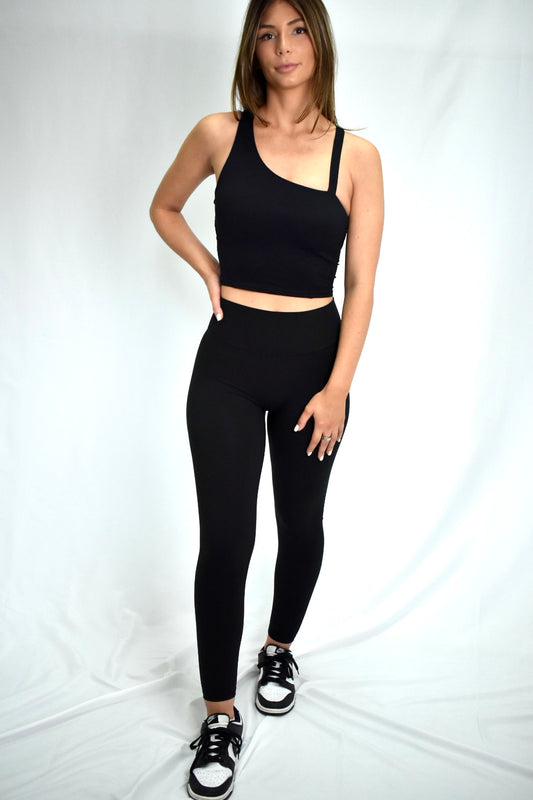 Strapped Elegance Tank - Black