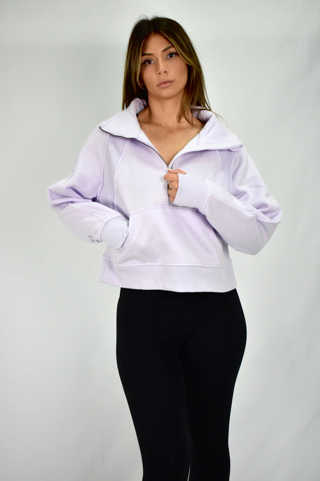 Oversized Cozy Half-Zip Sweater - Iced Lavendar