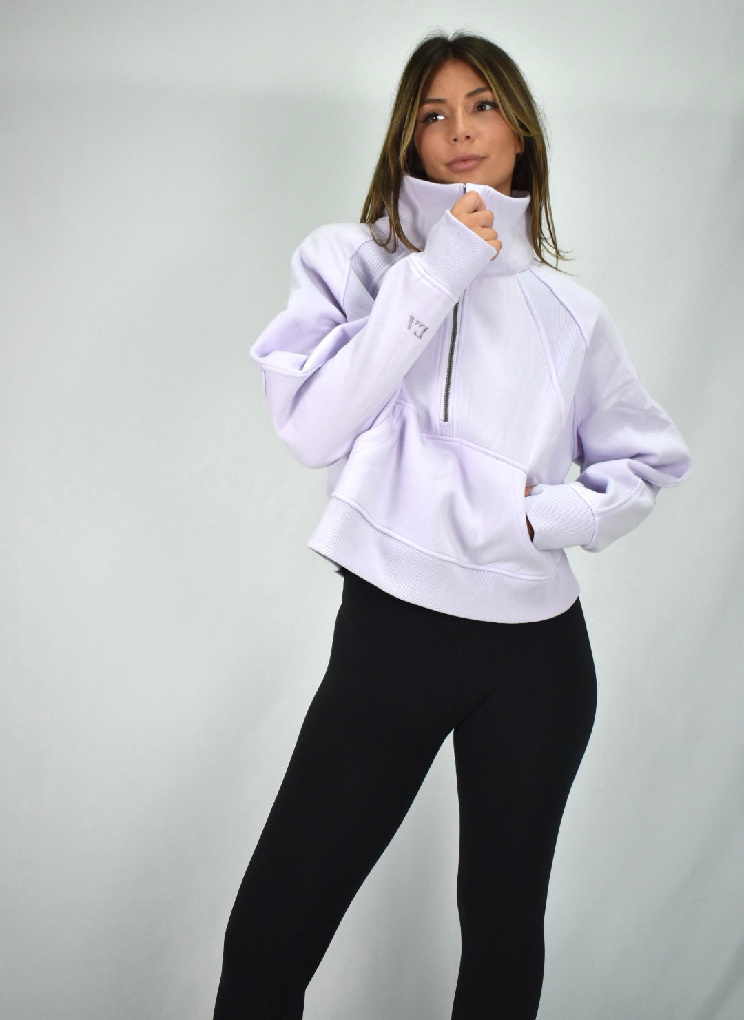 Oversized Cozy Half-Zip Sweater - Iced Lavendar