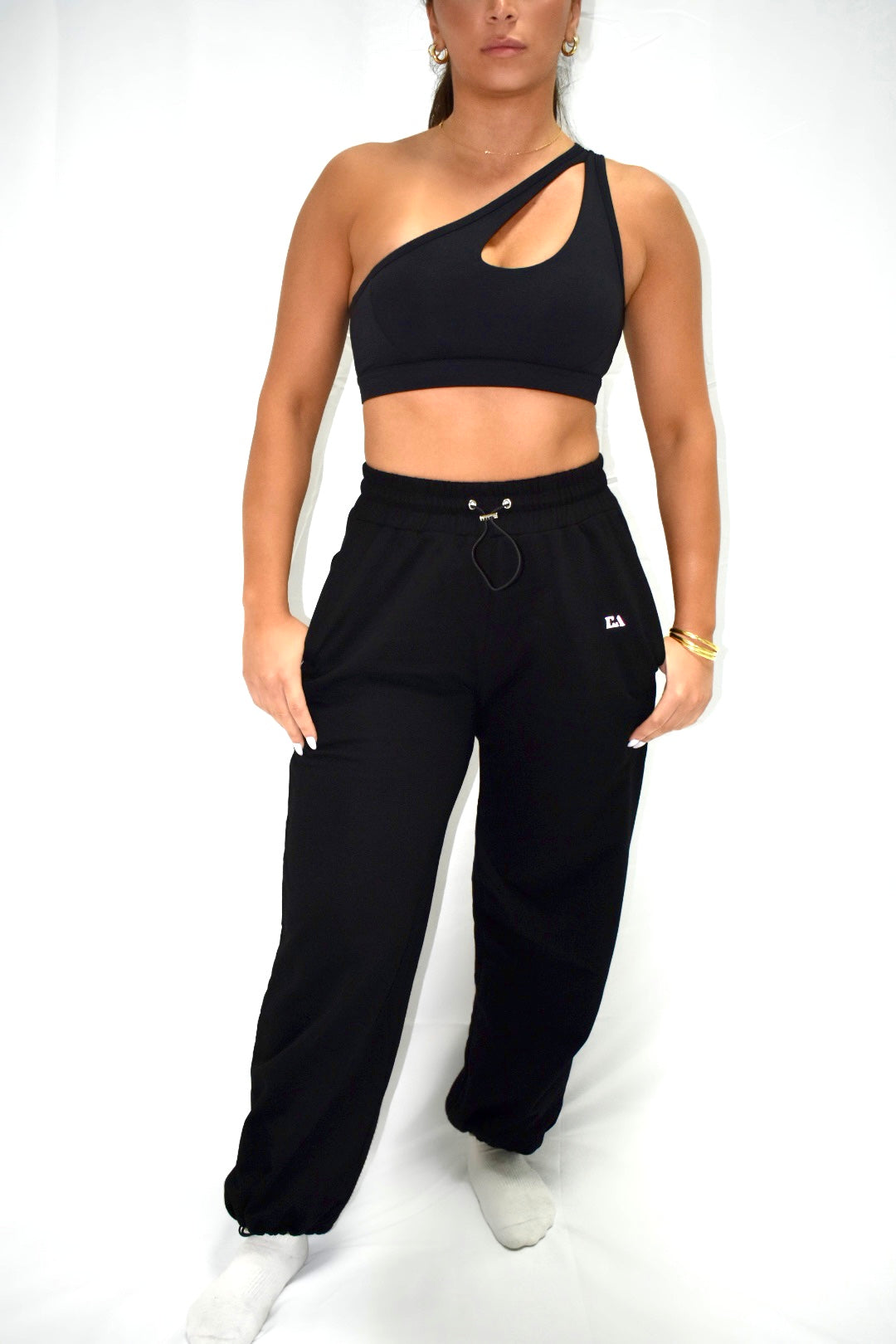 Assymetric Fit Sports Bra in Black
