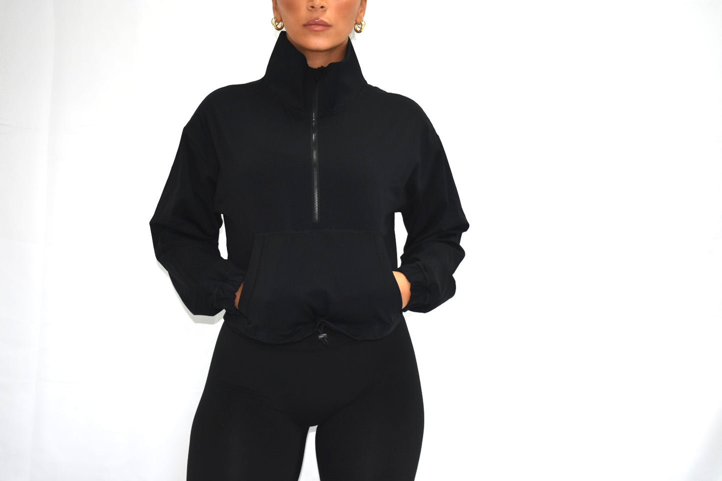 Adjust Me Half Zip in Blackest Black