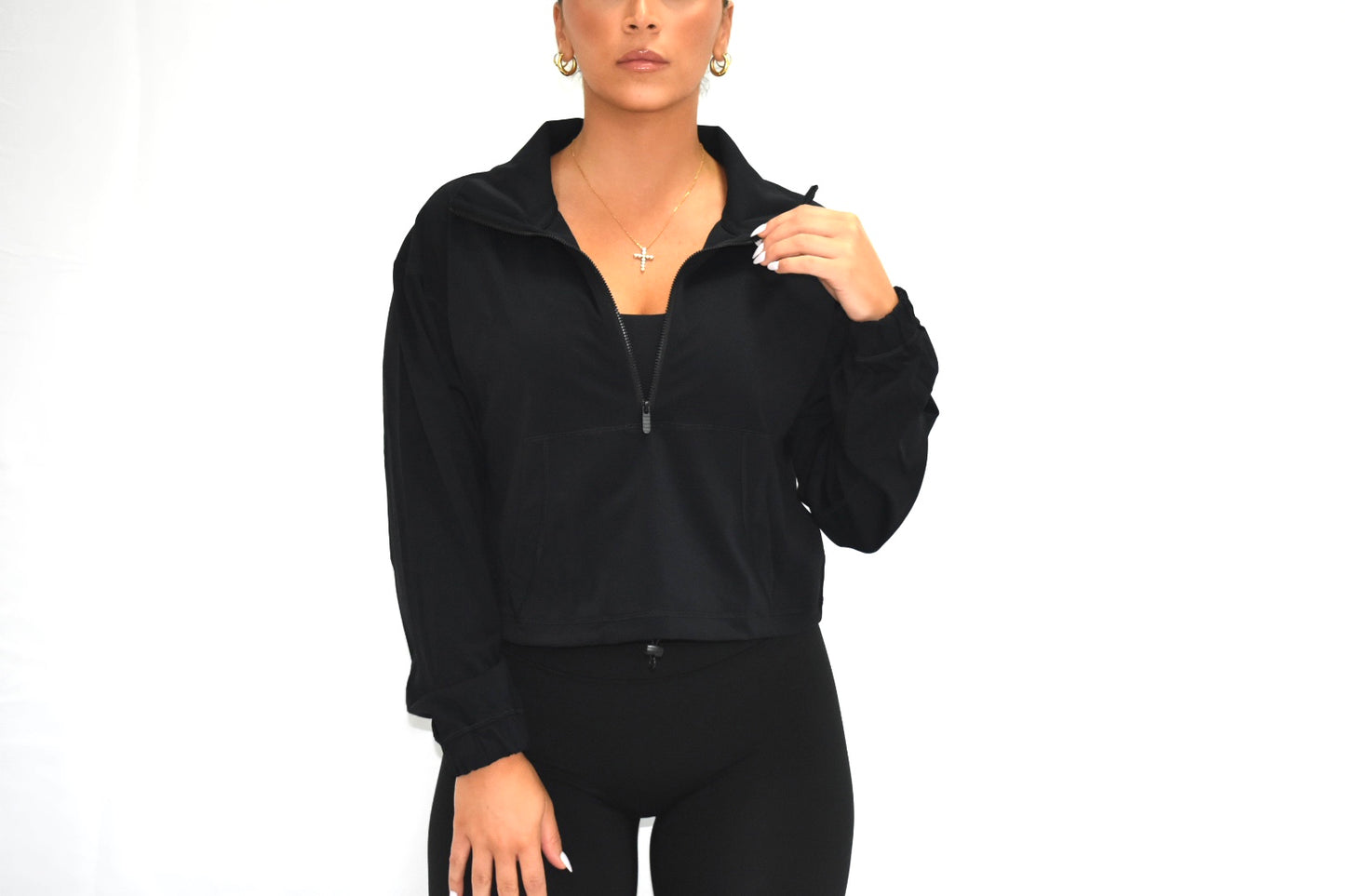 Adjust Me Half Zip in Blackest Black
