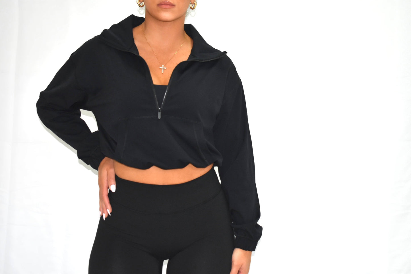 Adjust Me Half Zip in Blackest Black