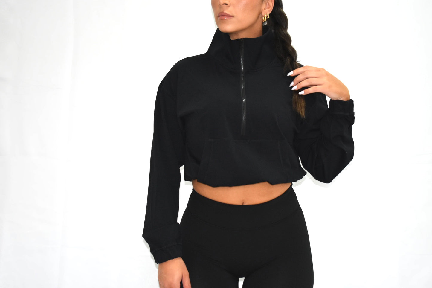 Adjust Me Half Zip in Blackest Black